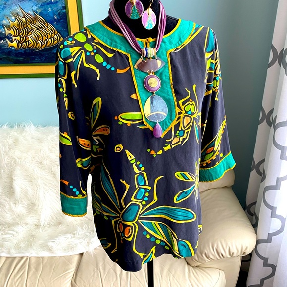 Vintage Bob Mackie wearable art dragonfly tunic, size small - Picture 1 of 12